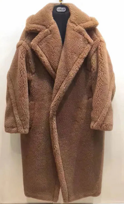 🍒Women winter faux fur coat winter long women female thick teddy bear outerwear Casual loose oversize outdoor wear Bear Winter With A Teddy