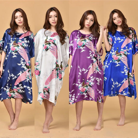 🍒丝滑睡衣丝绸人造丝长袍透气宽松居家服睡裙彩色睡衣亮泽居家服长衫浴袍在丝滑SinkySilks中闪耀