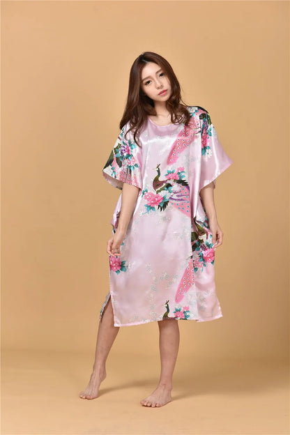 🍒丝滑睡衣丝绸人造丝长袍透气宽松居家服睡裙彩色睡衣亮泽居家服长衫浴袍在丝滑SinkySilks中闪耀