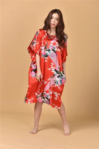 🍒丝滑睡衣丝绸人造丝长袍透气宽松居家服睡裙彩色睡衣亮泽居家服长衫浴袍在丝滑SinkySilks中闪耀