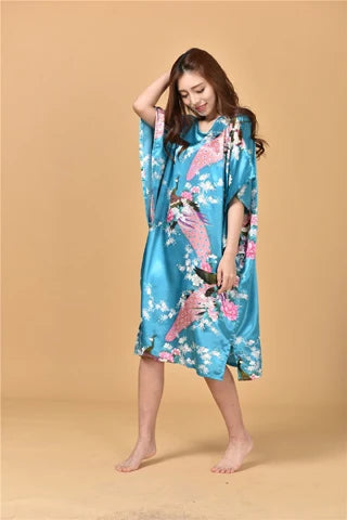 🍒丝滑睡衣丝绸人造丝长袍透气宽松居家服睡裙彩色睡衣亮泽居家服长衫浴袍在丝滑SinkySilks中闪耀