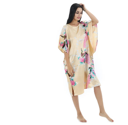 🍒丝滑睡衣丝绸人造丝长袍透气宽松居家服睡裙彩色睡衣亮泽居家服长衫浴袍在丝滑SinkySilks中闪耀