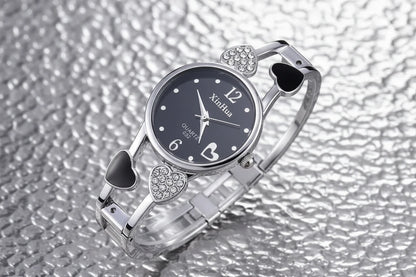 🍒Womens heart watch Design quartz fashion bangle silver classic crystal Stainless Steel colour face wristwatch smart casual jewellery   Watch This Bang For Your Buck