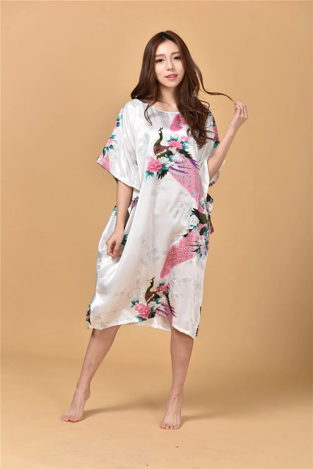 🍒丝滑睡衣丝绸人造丝长袍透气宽松居家服睡裙彩色睡衣亮泽居家服长衫浴袍在丝滑SinkySilks中闪耀