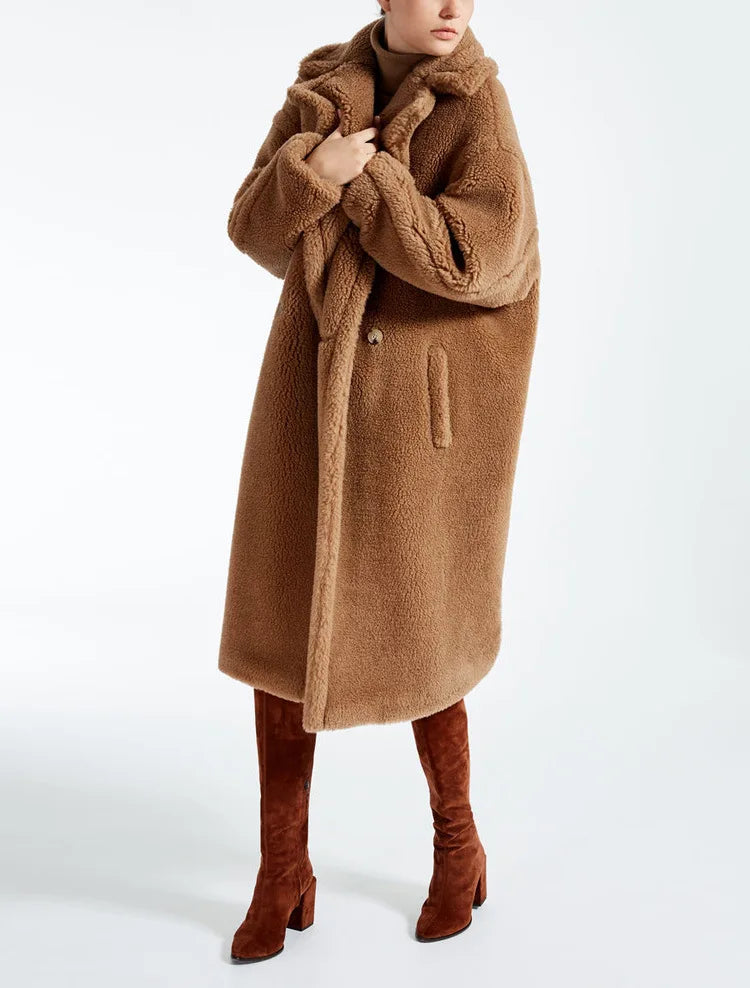 🍒Women winter faux fur coat winter long women female thick teddy bear outerwear Casual loose oversize outdoor wear Bear Winter With A Teddy