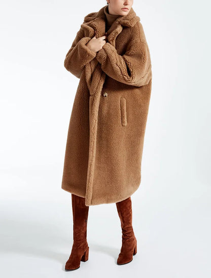 🍒Women winter faux fur coat winter long women female thick teddy bear outerwear Casual loose oversize outdoor wear Bear Winter With A Teddy