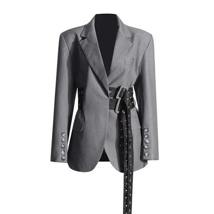 🍒Dubbelgordelknopie-toevallige baadjie met V-hals en lapel, gordelblazers vir geleenthede, vroue-oorrokke, slim gemaklike klere – 'n Klomp Baadjie