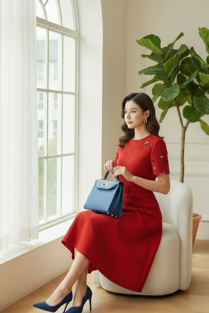 🍒Short sleeve vintage dress short sleeve midi hand-made lace hollow diamond summer outfit a-line womens fashion wear Line Up For As or you wil B disapointed
