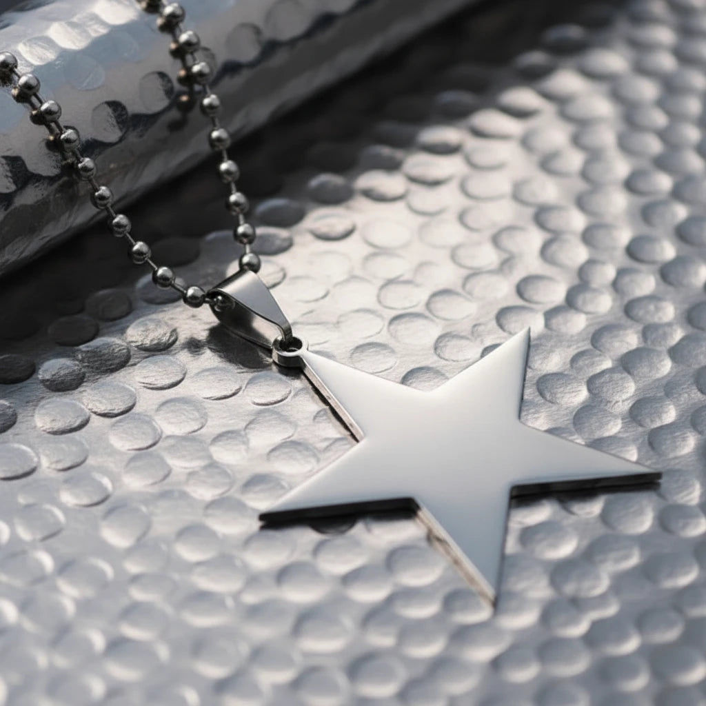 🍒Titanium stainless steel star pendant necklace creative star men/Women gift party Jewellery smart casual jewellery Slick Silver Star