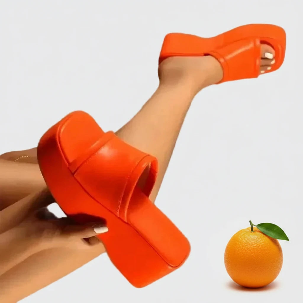 🍒Candy Color Fashion platform summer sandals holiday foot wear women candy pink shoes slip on shoes with thick sole open toe sandals with wedge heel  Playful Platforms