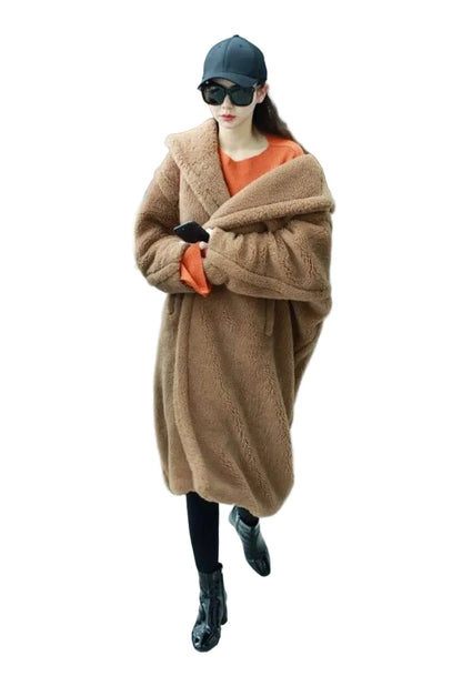 🍒Women winter faux fur coat winter long women female thick teddy bear outerwear Casual loose oversize outdoor wear Bear Winter With A Teddy