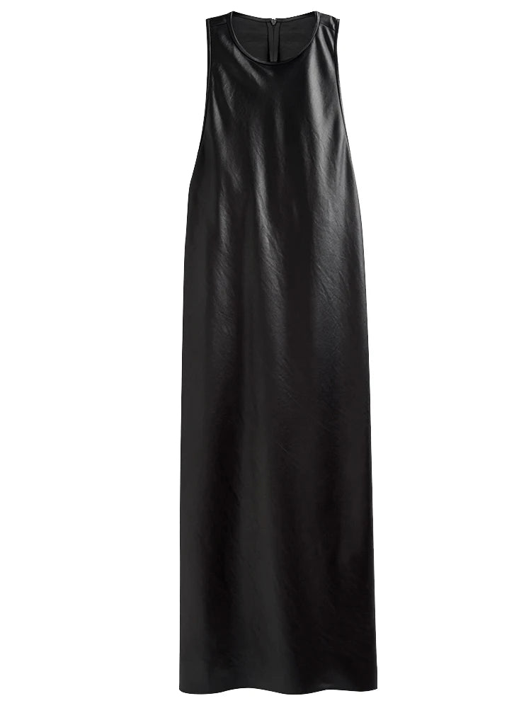 🍒Long faux Leather dress for occasion elegant stylish design backless maxi outfits for Women clubwear partwear fashion Party With A Bow On It
