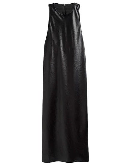 🍒Long faux Leather dress for occasion elegant stylish design backless maxi outfits for Women clubwear partwear fashion Party With A Bow On It