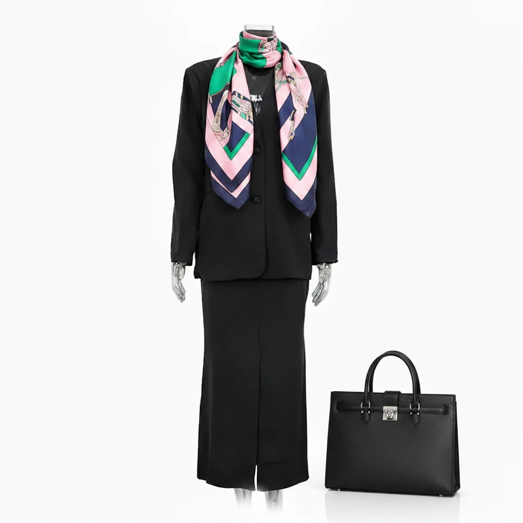 🍒Women’s suit tie-waist wrap maxi skirt and v-neck jacket female long sleeve smart casual two piece set office outfit   A Smart Move Made On Both Sides