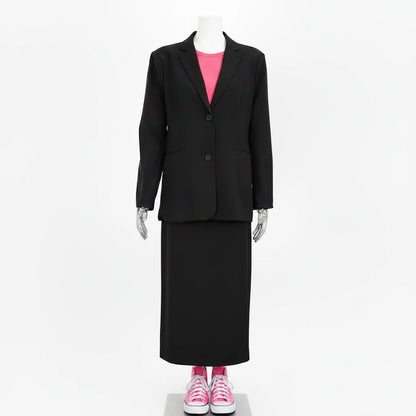 🍒Women’s suit tie-waist wrap maxi skirt and v-neck jacket female long sleeve smart casual two piece set office outfit   A Smart Move Made On Both Sides