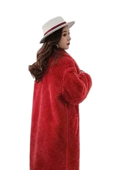 🍒Women winter faux fur coat winter long women female thick teddy bear outerwear Casual loose oversize outdoor wear Bear Winter With A Teddy