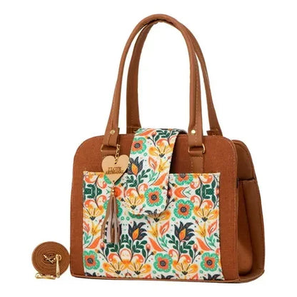 🍒Dames kameel katoen draagtas blomme handsak duursaam eko-vriendelike skerm hitte-oordrag kruislyf sak medium vir daaglikse gebruik Cotton On To A Cloth