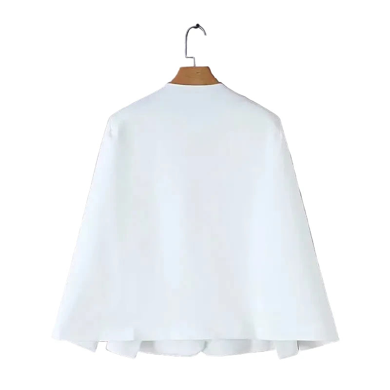 🍒Jacket spring autumn suit jacket for women cardigan Jacket open sleeves V-neck cape casual loose clothing summer office wear You Cant Blanc This Black Aw-'white