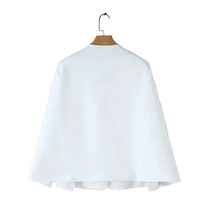 🍒Jacket spring autumn suit jacket for women cardigan Jacket open sleeves V-neck cape casual loose clothing summer office wear You Cant Blanc This Black Aw-'white
