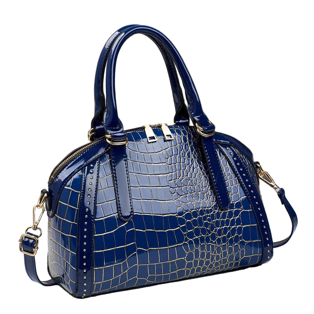 🍒Luxury designer handbag for women trendy ladies crossbody bag large capacity pu Leather crocodile effect crossbody bag  Fashion accessories  Cool Croco Gold Should  ‘