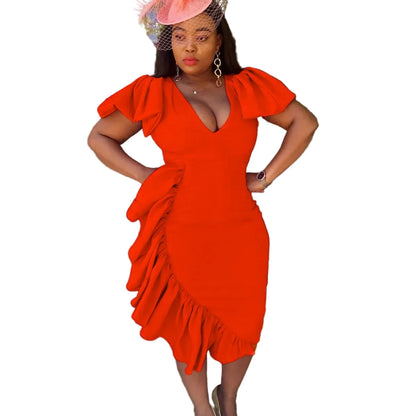 🍒Womens ruched dress spring summer outfit bodycon occasion clothing smart casual wear women party wear Ruffle To The Side In A Side Ruffle