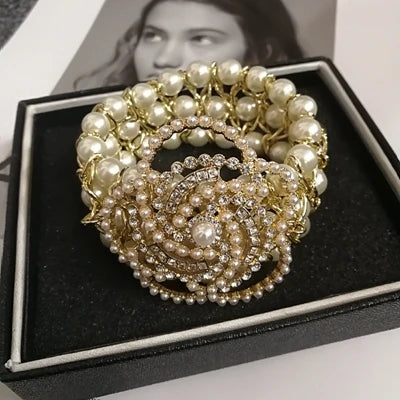 🍒Rekbare pêrelarmband vir vroue, verstelbare kristalby-armband, krale, partytjiejuwele vir geleenthede, geskenk, slim-informele bykomstighede, "Nice To Bee ' Wear"