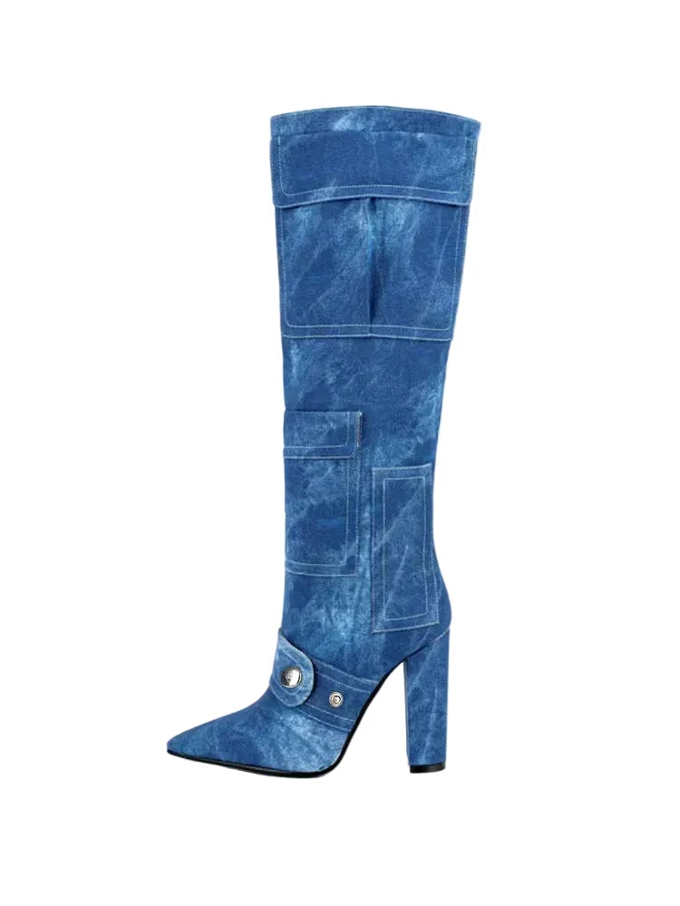 🍒Camouflage green boots pointed toe women fashion combat footwear long boots slim winter heeled boots COMBAT Boring Footwear And Step Into Cool BOOTS