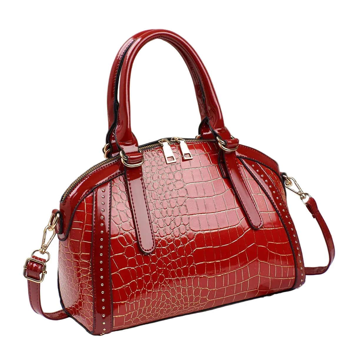 🍒Luxury designer handbag for women trendy ladies crossbody bag large capacity pu Leather crocodile effect crossbody bag  Fashion accessories  Cool Croco Gold Should  ‘