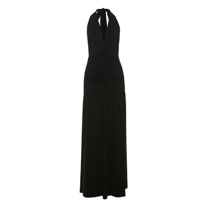 🍒ruglose moulose halter V-nek elegante maxi hoë spleet damesmode partytjie geleentheid drag