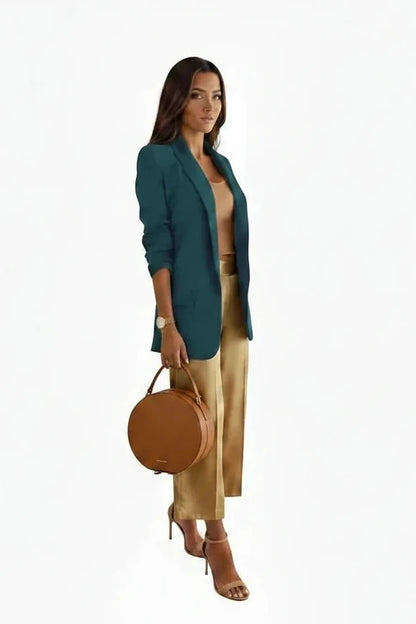 🍒Spring autumn blazer smart casual womens solid contemporary jacket female outerwear turn-down collar outdoor clothing simple long sleeve fashion wear  Fresh Fine Fem Fashion