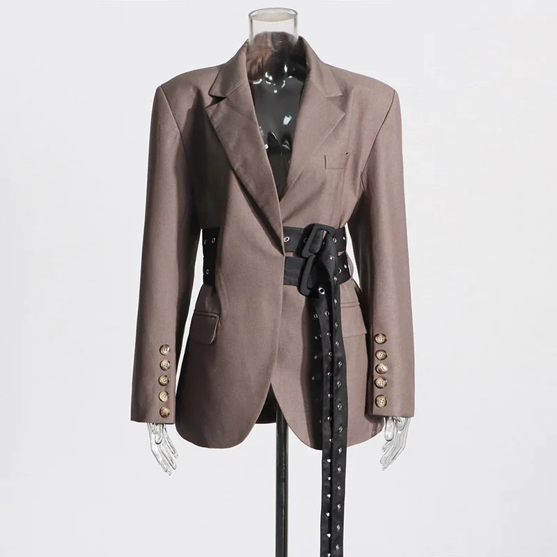 🍒Dubbelgordelknopie-toevallige baadjie met V-hals en lapel, gordelblazers vir geleenthede, vroue-oorrokke, slim gemaklike klere – 'n Klomp Baadjie