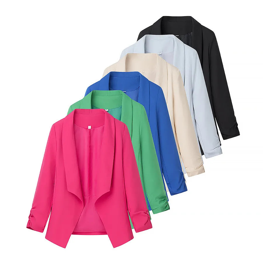 🍒Eenvoudige en veelsydige lekkergoedkleurige klere lapel langmou-baadjie slim gemaklike drag vroue lente somer drag Raak Versadig In Mode