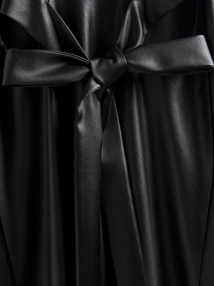 🍒Long faux Leather dress for occasion elegant stylish design backless maxi outfits for Women clubwear partwear fashion Party With A Bow On It