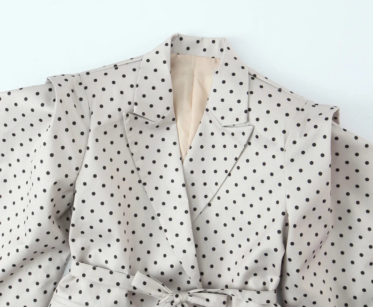 🍒Polka dot suit jacket for spring summer european and american versatile polka dot women’s fashion smart casual outdoor wear clothing cap sleeve style slim fit occasion wear   Cop This Casu ’‘Casion Cap