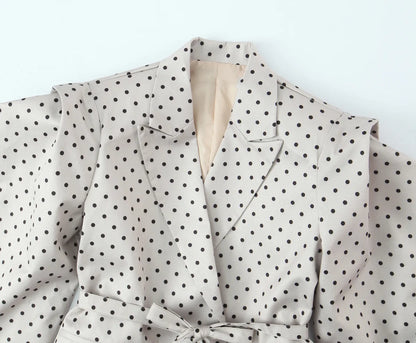 🍒Polka dot suit jacket for spring summer european and american versatile polka dot women’s fashion smart casual outdoor wear clothing cap sleeve style slim fit occasion wear   Cop This Casu ’‘Casion Cap