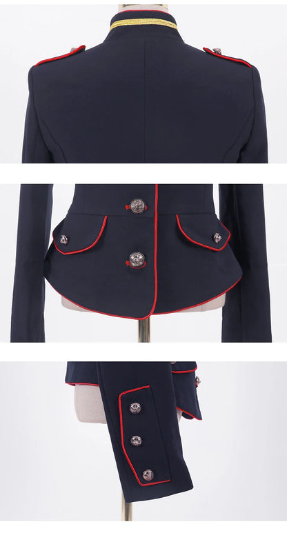🍒Fashion womens cropped coat with stand up collar high quality vintage female jacket blazer spring autumn fashion smart casual outerwear occasion wear clothing millitary style clothing women Get REDy to EDGE(y) into MILLITARY