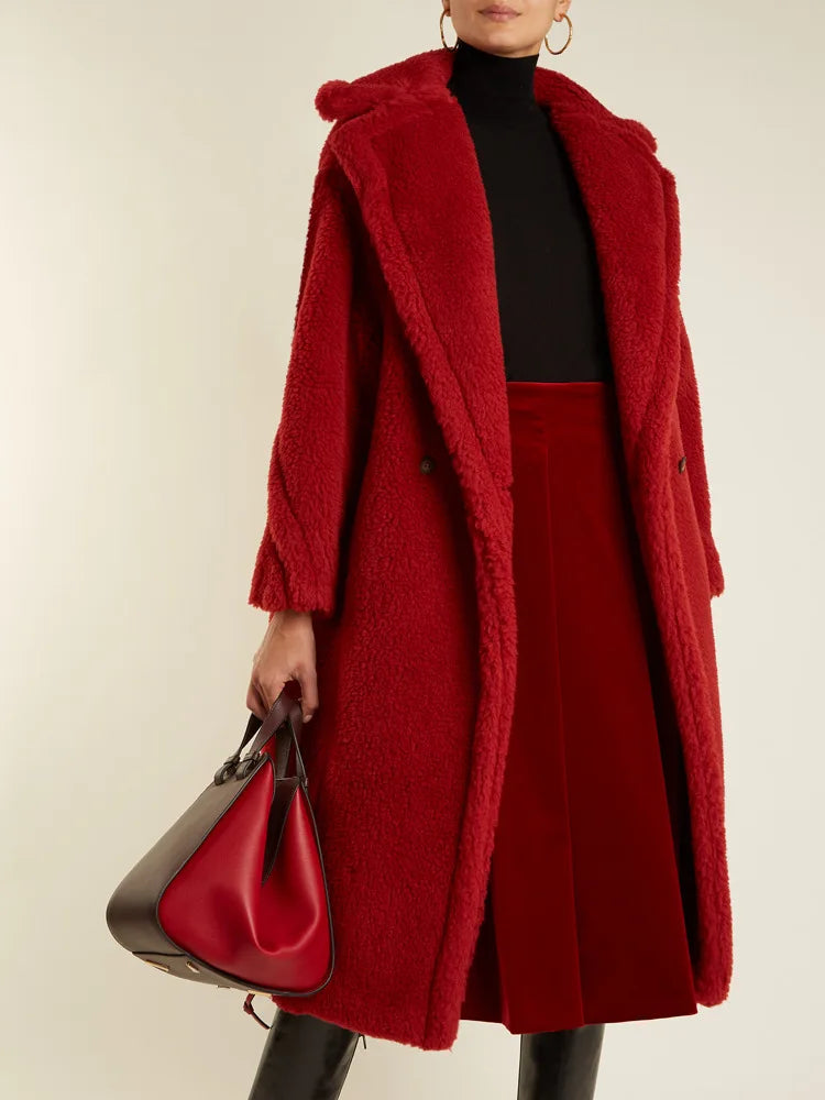 🍒Women winter faux fur coat winter long women female thick teddy bear outerwear Casual loose oversize outdoor wear Bear Winter With A Teddy