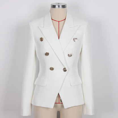 🍒Blazers high quality double breasted women's suit jacket for office use formal business wear  slim fit outerwear occasion wear Look Blazing Hot