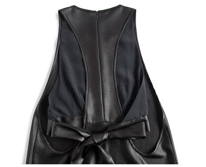 🍒Long faux Leather dress for occasion elegant stylish design backless maxi outfits for Women clubwear partwear fashion Party With A Bow On It