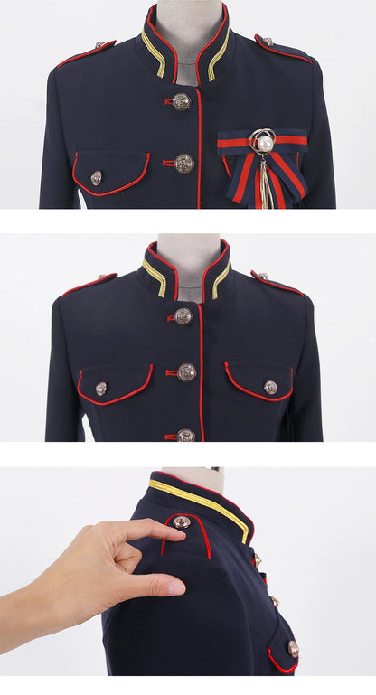 🍒Fashion womens cropped coat with stand up collar high quality vintage female jacket blazer spring autumn fashion smart casual outerwear occasion wear clothing millitary style clothing women Get REDy to EDGE(y) into MILLITARY