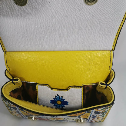 🍒Ladies crossbody bag colourful handbags womens rose print grab bag shoulder bag tote bag leather female Crossbody Brand Designer  Tile Style