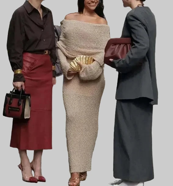 🍒Women’s suit tie-waist wrap maxi skirt and v-neck jacket female long sleeve smart casual two piece set office outfit   A Smart Move Made On Both Sides