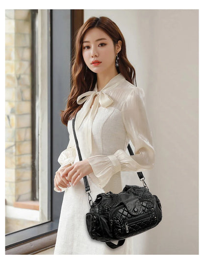 🍒Womens high quality handbags soft pu leather crossbody designer bag shoulder tote fashion luxury female  Get Happy With A Zippy Snappy