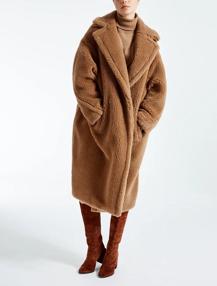 🍒Women winter faux fur coat winter long women female thick teddy bear outerwear Casual loose oversize outdoor wear Bear Winter With A Teddy