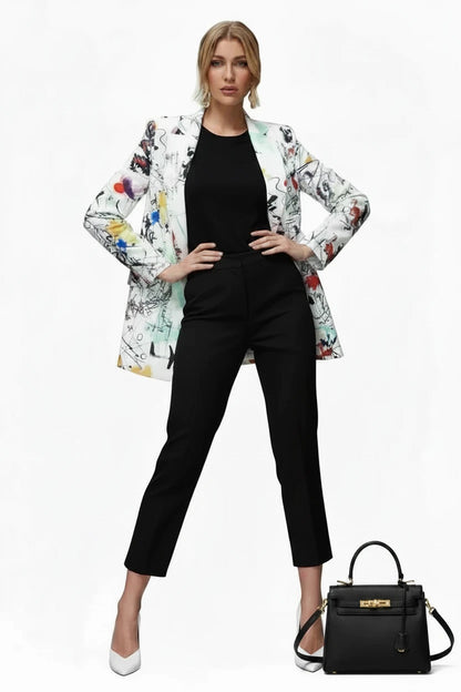 🍒Graffiti print blazer smart casual women’s Jacket high street plus size fashion outerwear spring elegant coat occasion expressive stylish clothing ‘Write Cool…