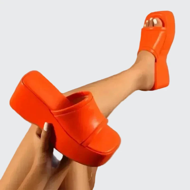 🍒Candy Color Fashion platform summer sandals holiday foot wear women candy pink shoes slip on shoes with thick sole open toe sandals with wedge heel  Playful Platforms