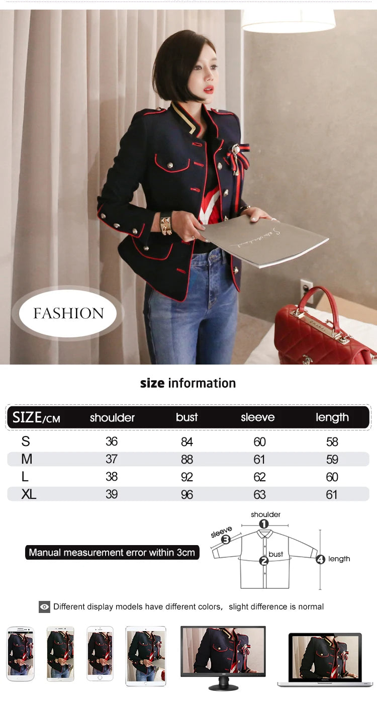 🍒Fashion womens cropped coat with stand up collar high quality vintage female jacket blazer spring autumn fashion smart casual outerwear occasion wear clothing millitary style clothing women Get REDy to EDGE(y) into MILLITARY