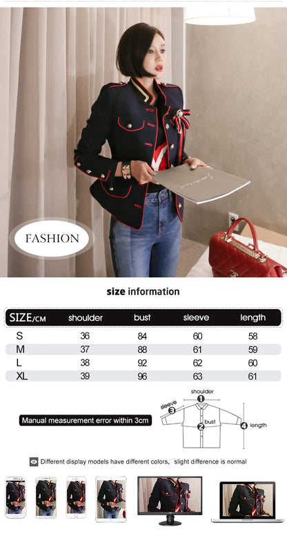 🍒Fashion womens cropped coat with stand up collar high quality vintage female jacket blazer spring autumn fashion smart casual outerwear occasion wear clothing millitary style clothing women Get REDy to EDGE(y) into MILLITARY
