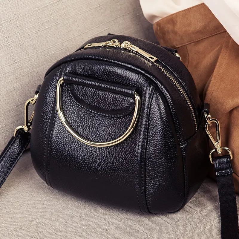 🍒Genuine leather shoulder bags for women's luxury handbags fashion crossbody bag female Purse bag smart casual round bag  Its Round About time for A New Bag Leather bag