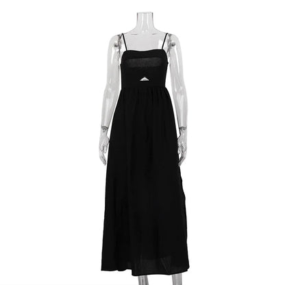 🍒Summer spaghetti straps dress high waist solid colour women's smart casual clothing occasion wear party clothing BRA-vo To ThIs BLACK Beauty